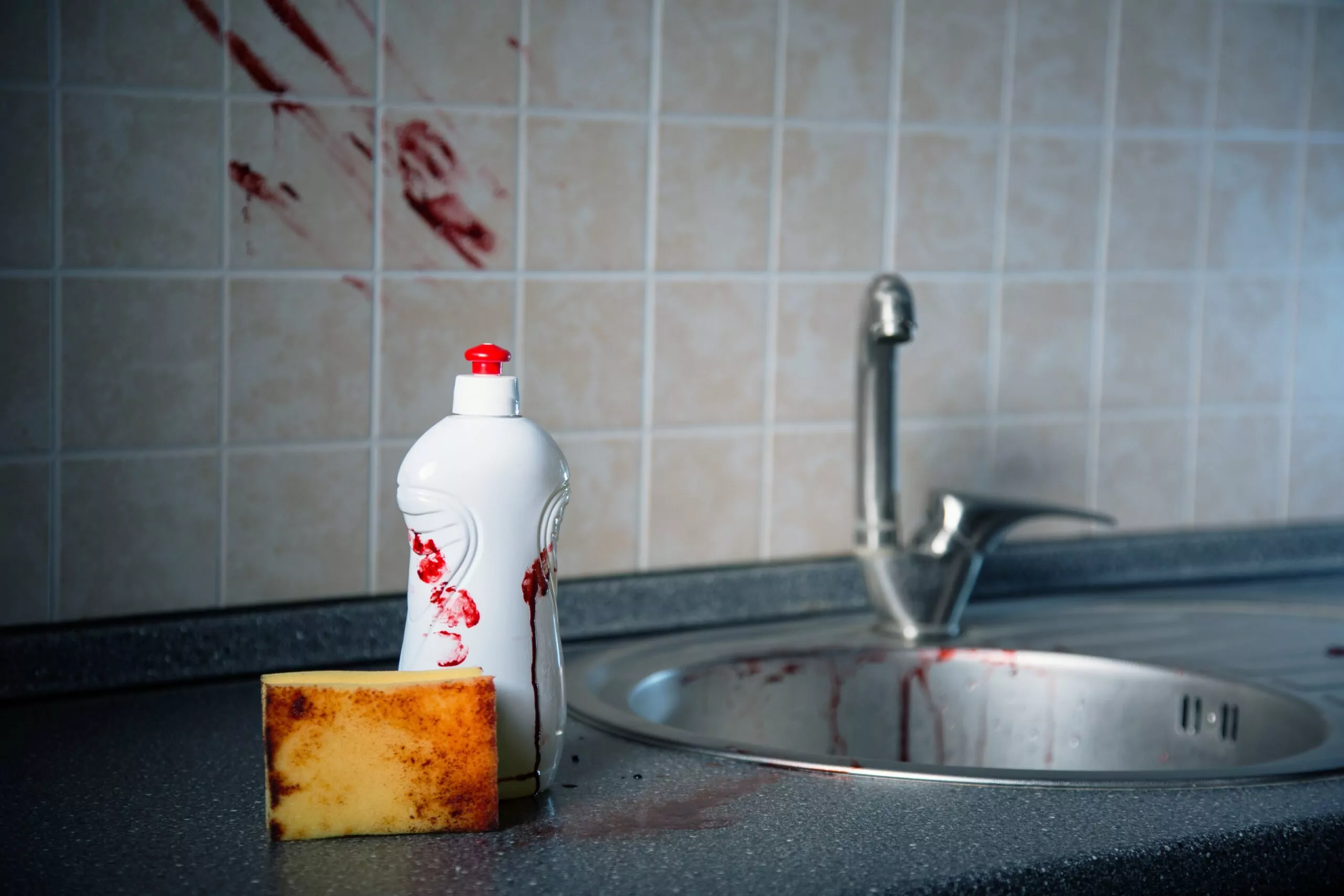 crime scene and cleaning products